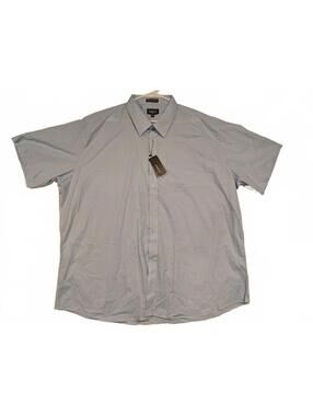 Omega Italy Light Blue Short Sleeve Button Up Dress Shirt 4XL 20-20.5 NWT